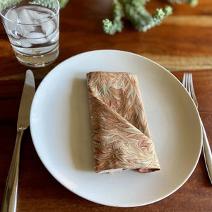 Abstract Golden Flame Print Vintage Cloth Napkin - 13in square